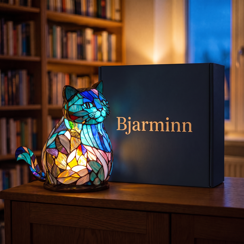 Dýralampi – Blár köttur með gjafaöskju frá Bjarmanum